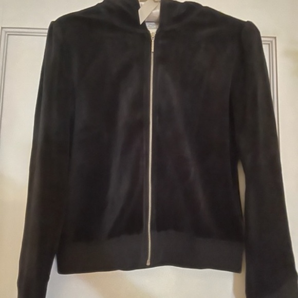 Ann Taylor Loft Black Velour Zip Front Hoodie Size XSP - Picture 1 of 4